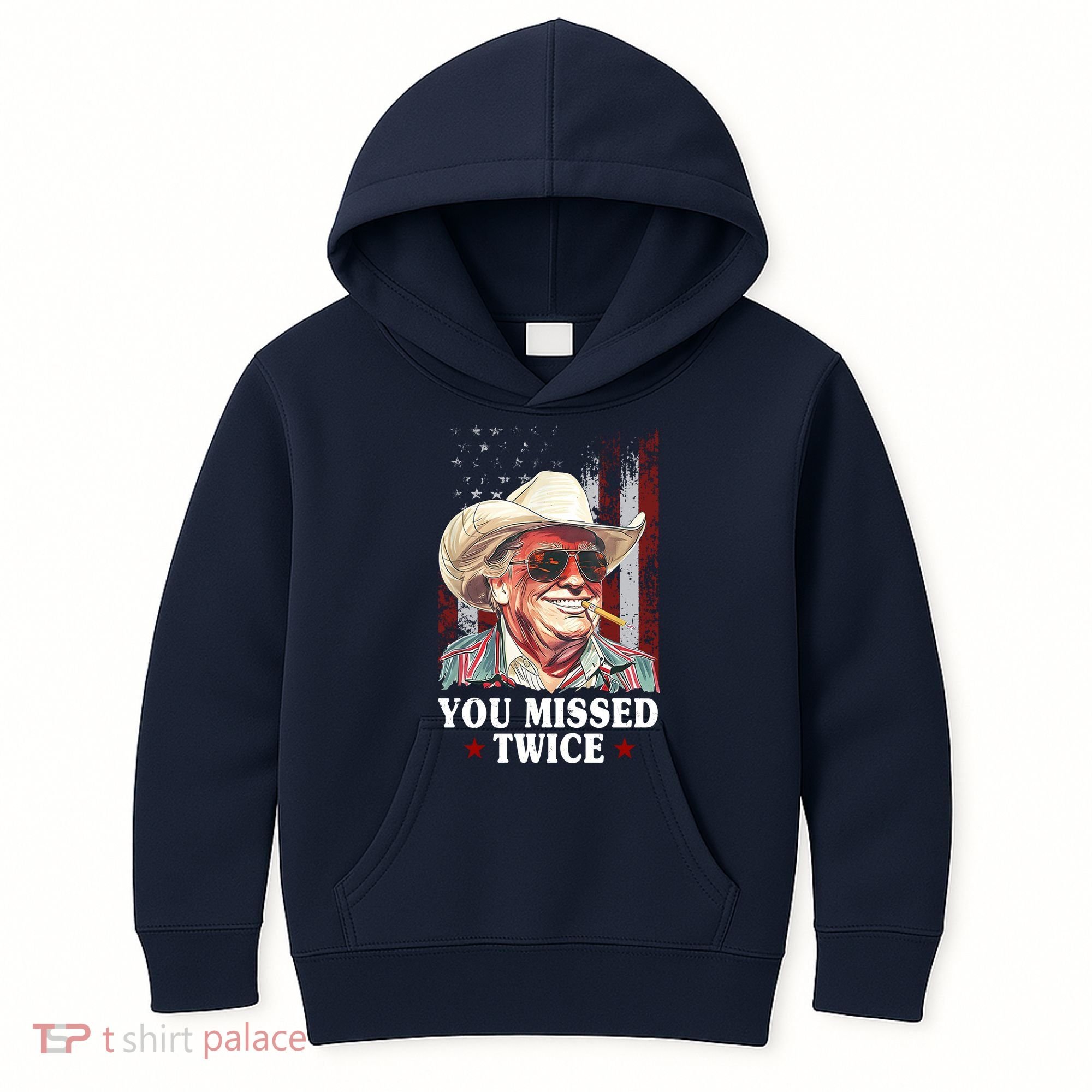 Trump You Missed Twice Western Cowboy Kids Hoodie