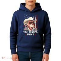 Trump You Missed Twice Western Cowboy Kids Hoodie thumb 4