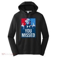 Trump You Missed Shooting Assassination Attempt Middle Finger Usa Patrioti Performance Fleece Hoodie thumb 0