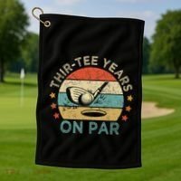 ThirTee Years On Par Funny 30th Birthday Golfer Golf Towel thumb 1