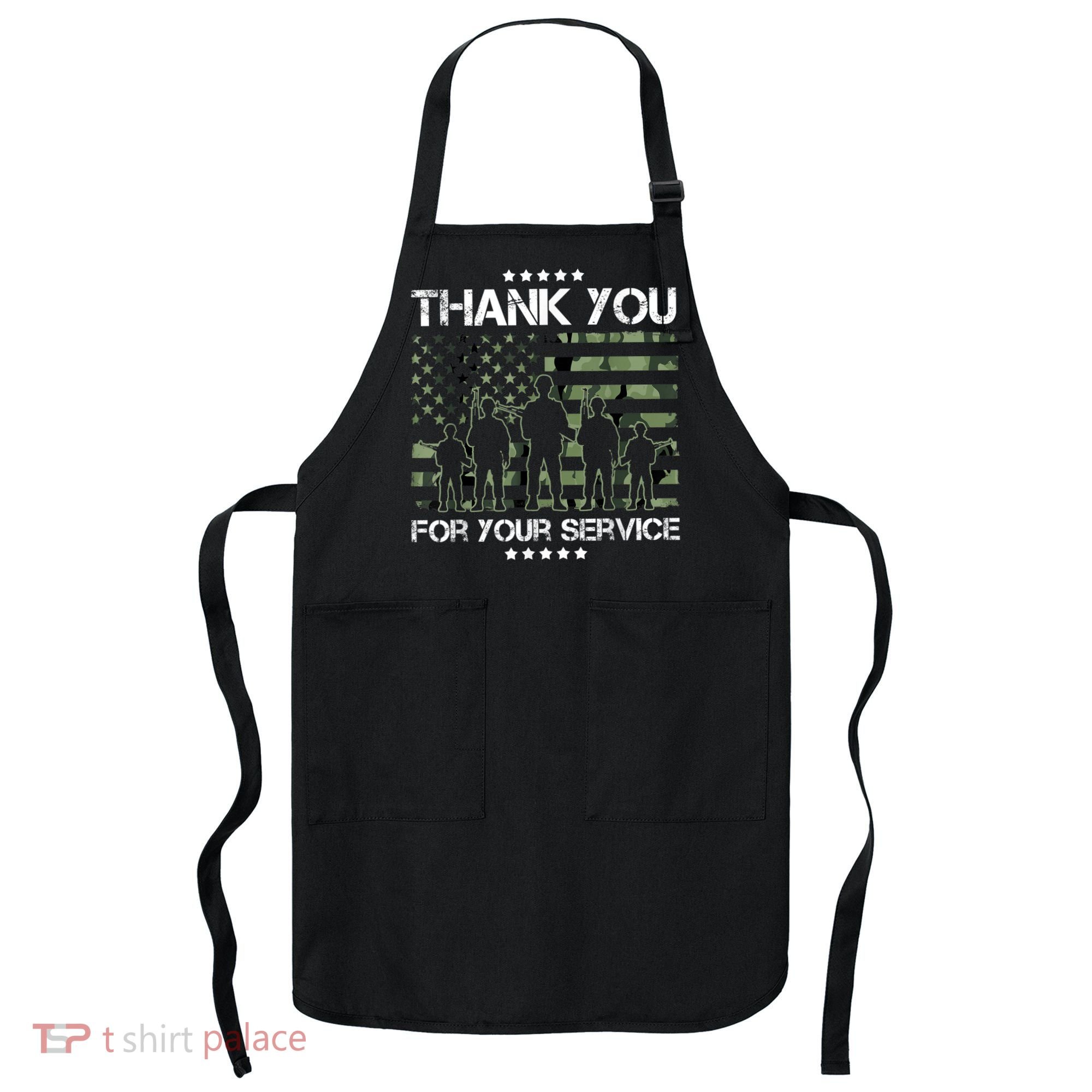 Thank You Patriotic Veteran Memorial Day USA Camouflage Apron