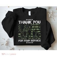 Thank You Patriotic Veteran Memorial Day USA Camouflage Sweatshirt thumb 2