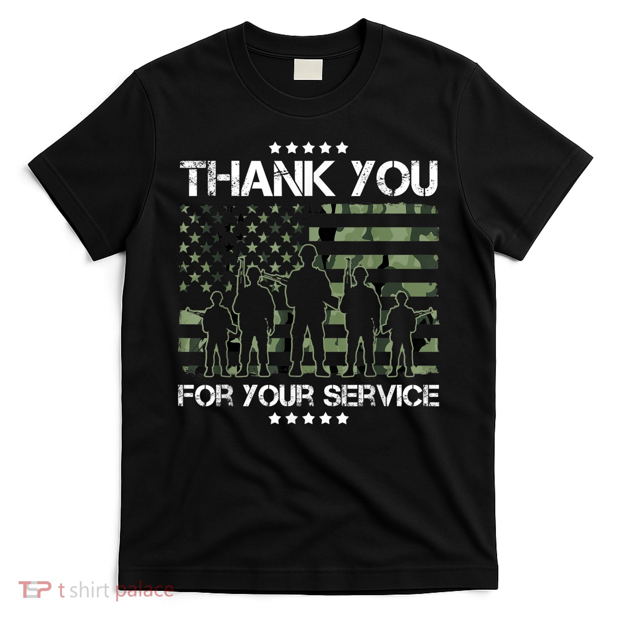 Thank You Patriotic Veteran Memorial Day USA Camouflage T-Shirt