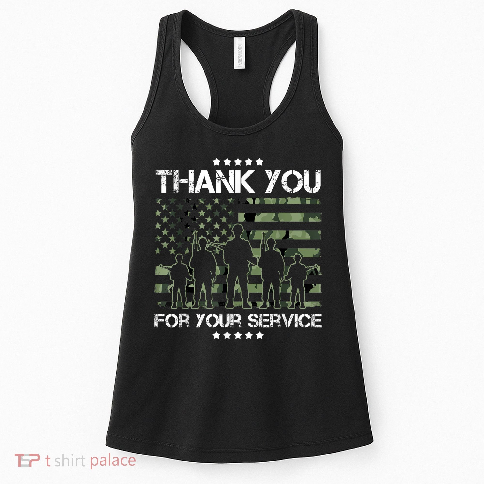 Thank You Patriotic Veteran Memorial Day USA Camouflage Women's Tank Top