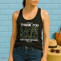 Thank You Patriotic Veteran Memorial Day USA Camouflage Women's Tank Top thumb 2