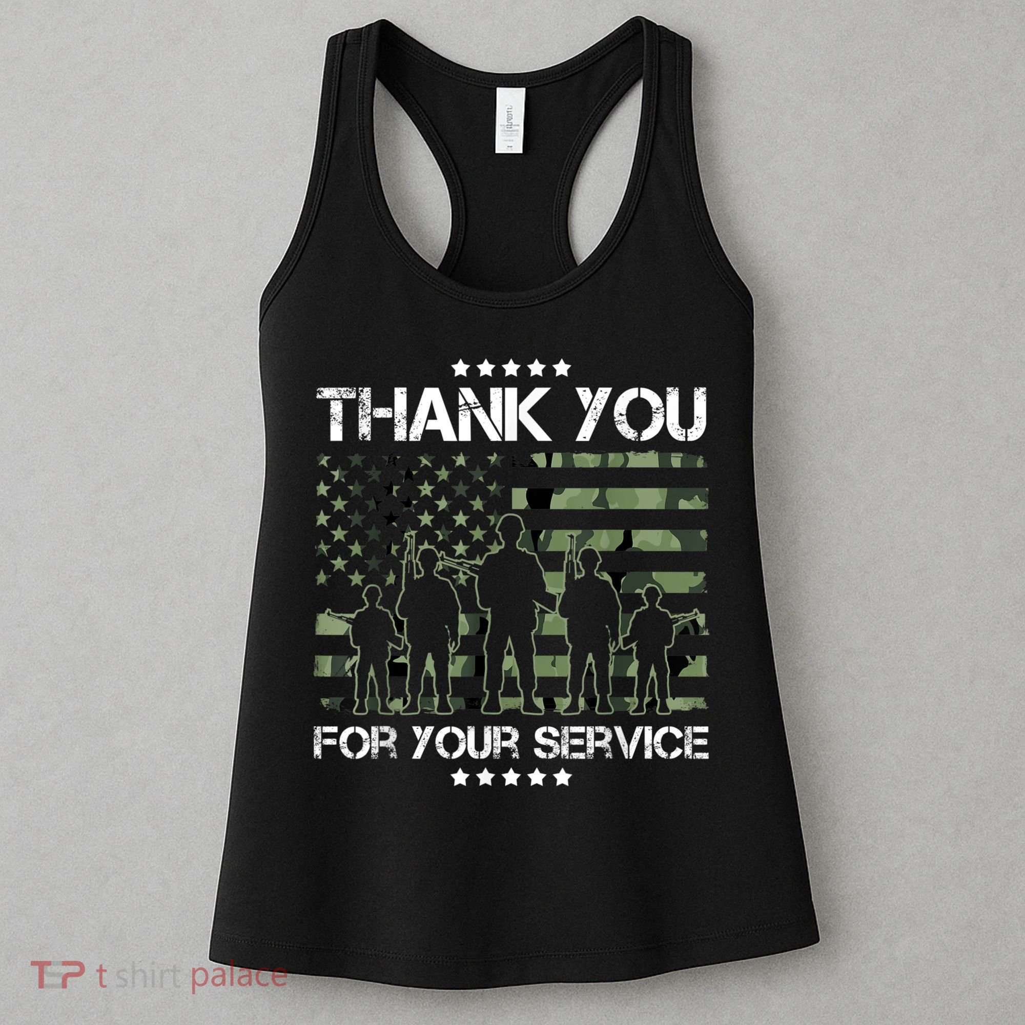 Thank You Patriotic Veteran Memorial Day USA Camouflage Women's Tank Top