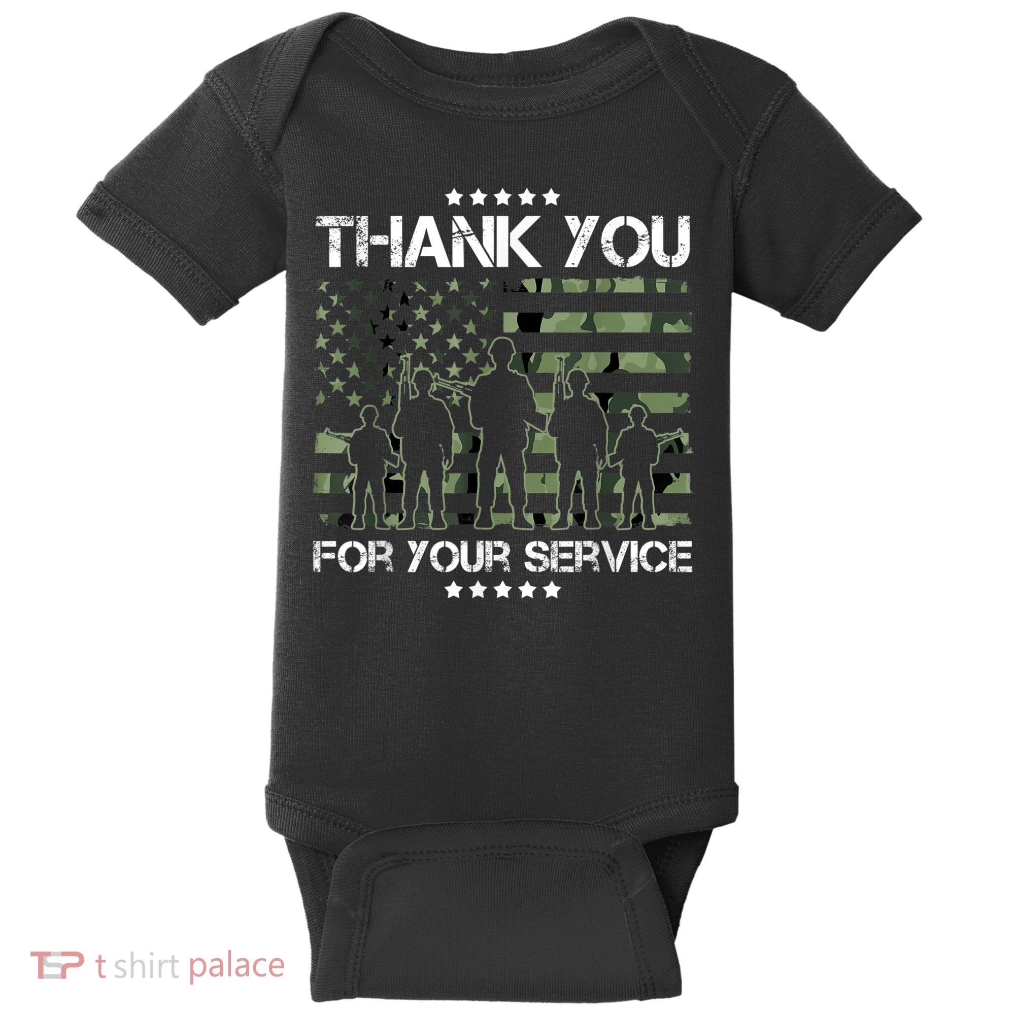 Thank You Patriotic Veteran Memorial Day USA Camouflage Baby Bodysuit