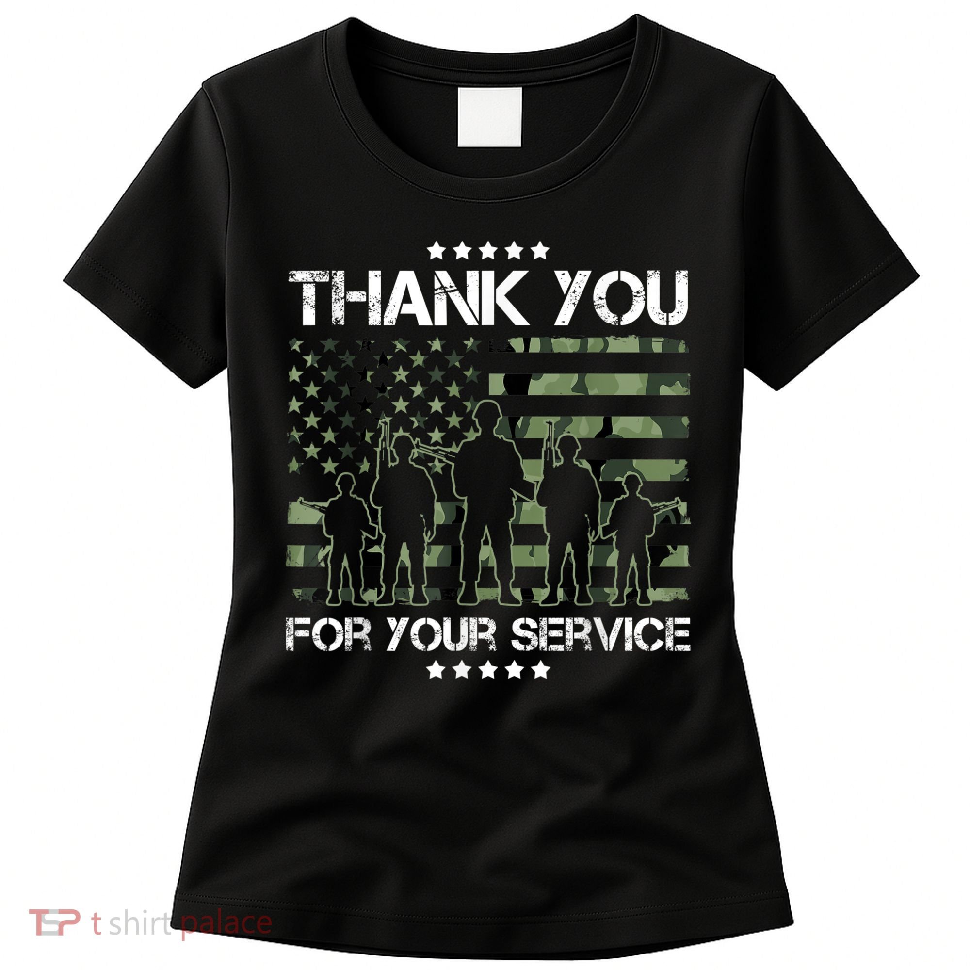 Thank You Patriotic Veteran Memorial Day USA Camouflage Women's T-Shirt