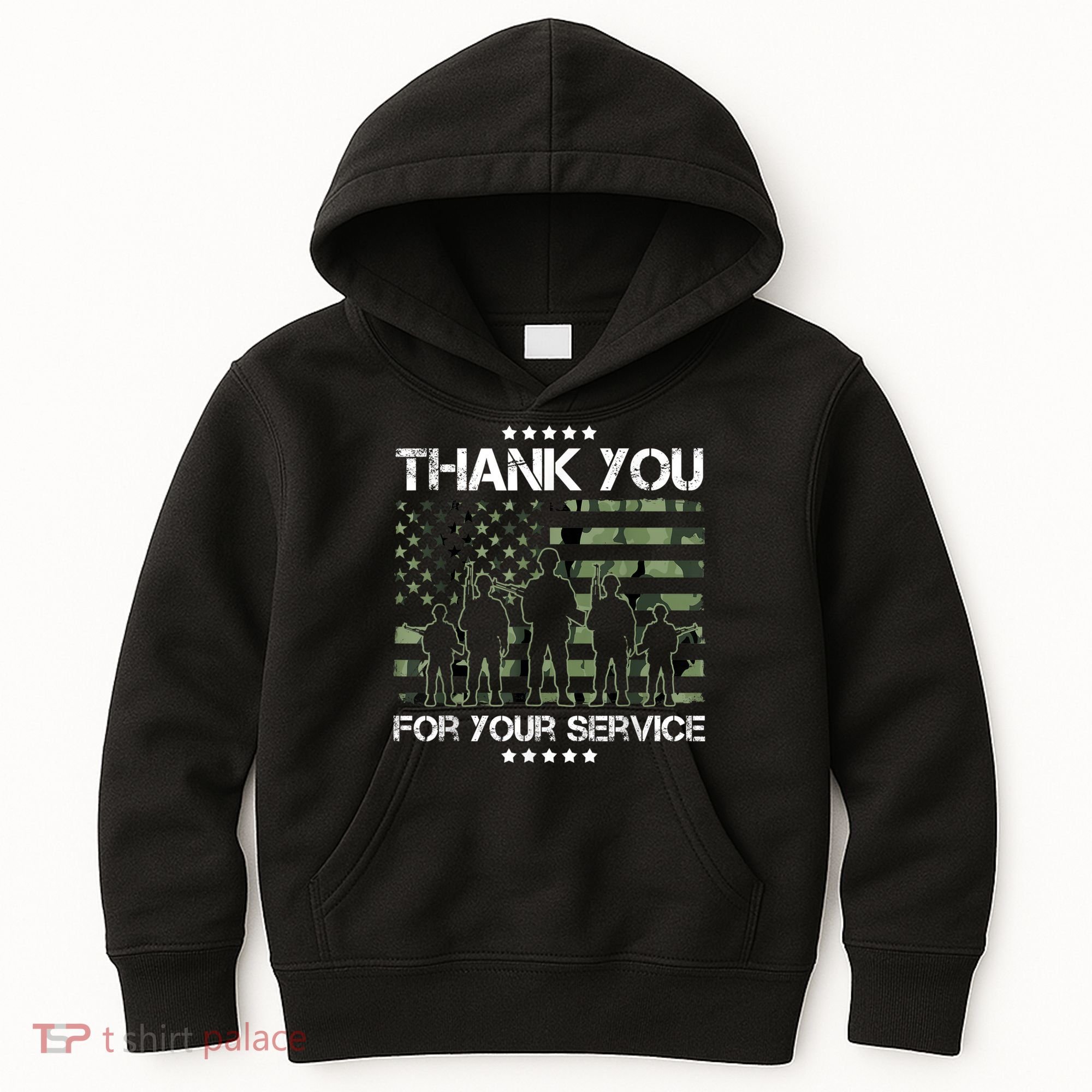 Thank You Patriotic Veteran Memorial Day USA Camouflage Kids Hoodie