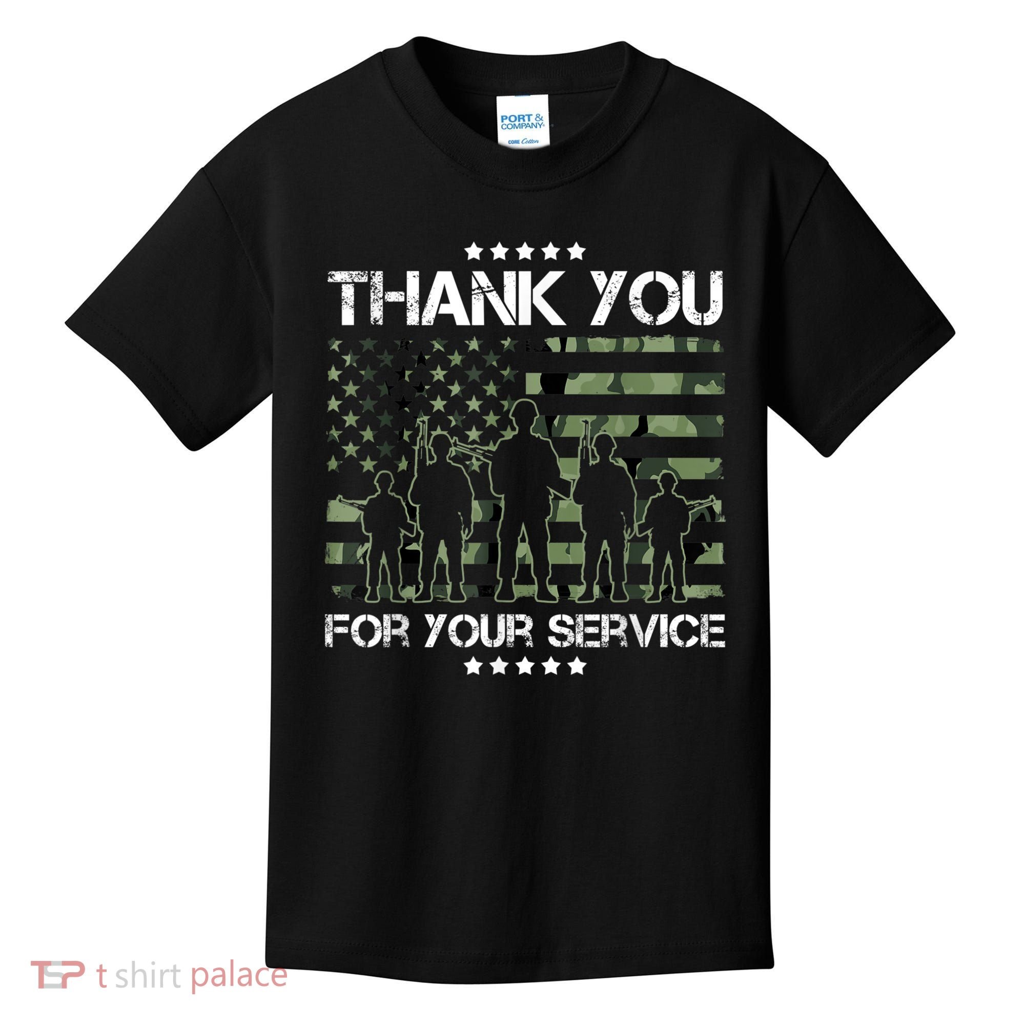 Thank You Patriotic Veteran Memorial Day USA Camouflage Kids T-Shirt