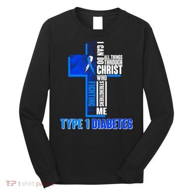Type 1 Diabetes Awareness Warrior Cross Long Sleeve Shirt