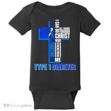 Type 1 Diabetes Awareness Warrior Cross Baby Bodysuit