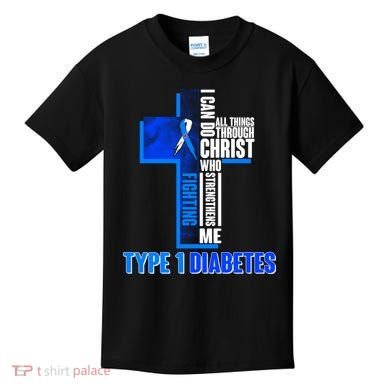 Type 1 Diabetes Awareness Warrior Cross Kids T-Shirt