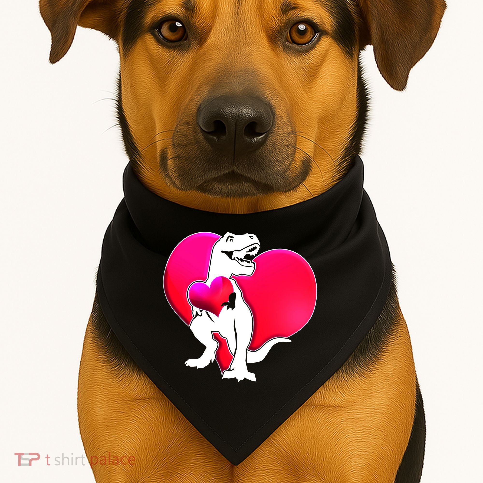 Tyrannosaurus Rex Valentine Heart Dinosaur  USA-Made Doggie Bandana
