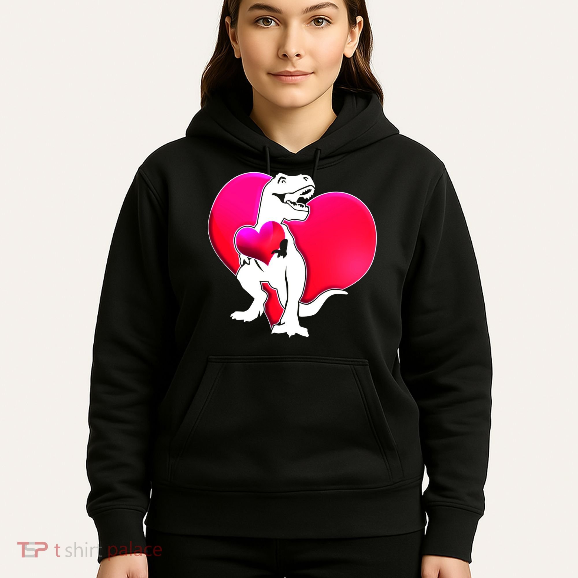 Tyrannosaurus Rex Valentine Heart Dinosaur  Hoodie