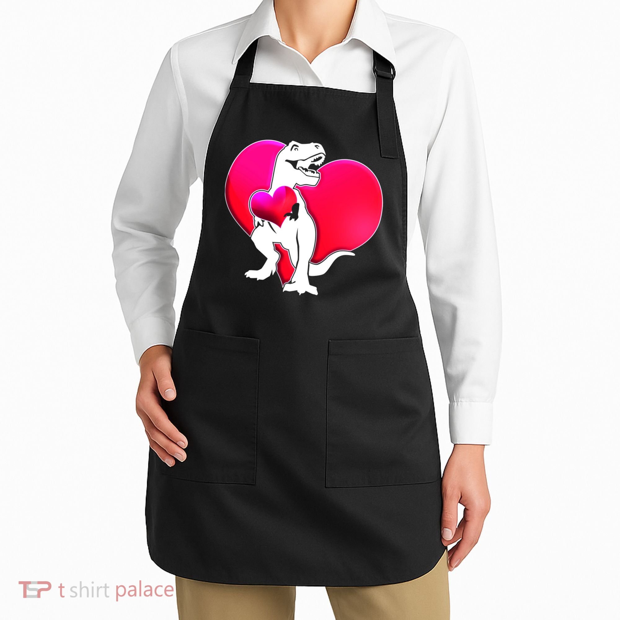 Tyrannosaurus Rex Valentine Heart Dinosaur  Apron