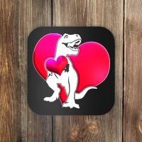 Tyrannosaurus Rex Valentine Heart Dinosaur  Coaster thumb 0