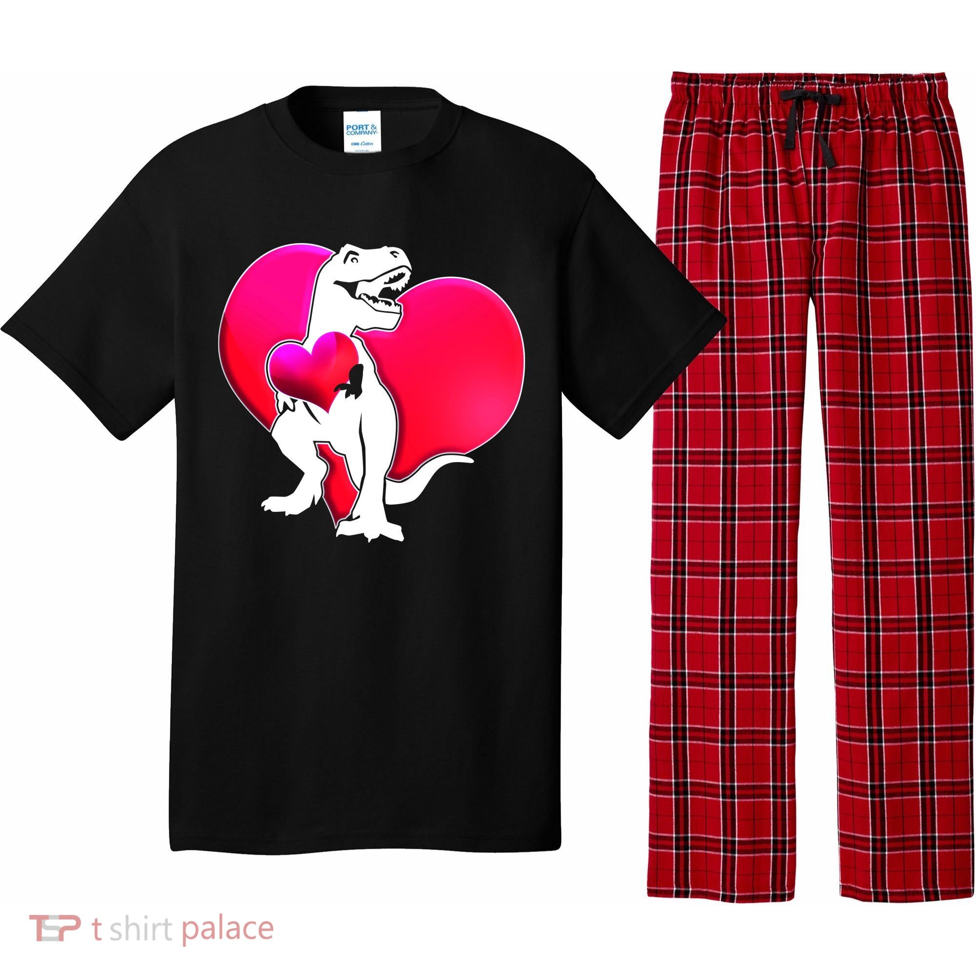 Tyrannosaurus Rex Valentine Heart Dinosaur  Pajama Set