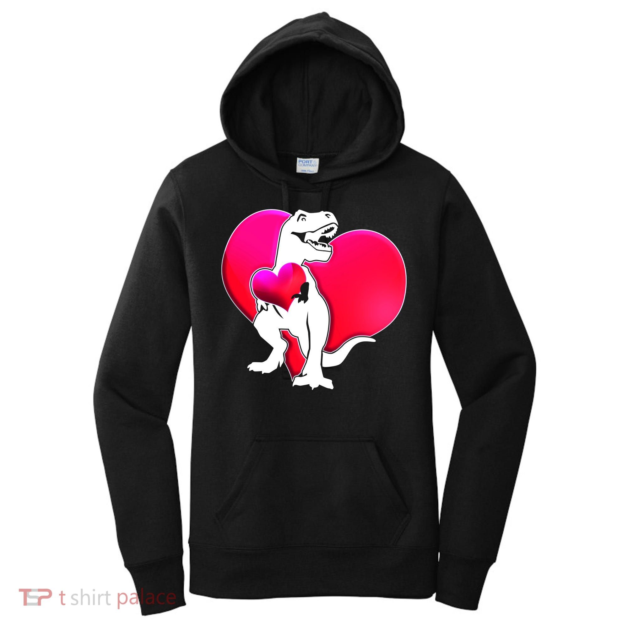 Tyrannosaurus Rex Valentine Heart Dinosaur  Women's Hoodie