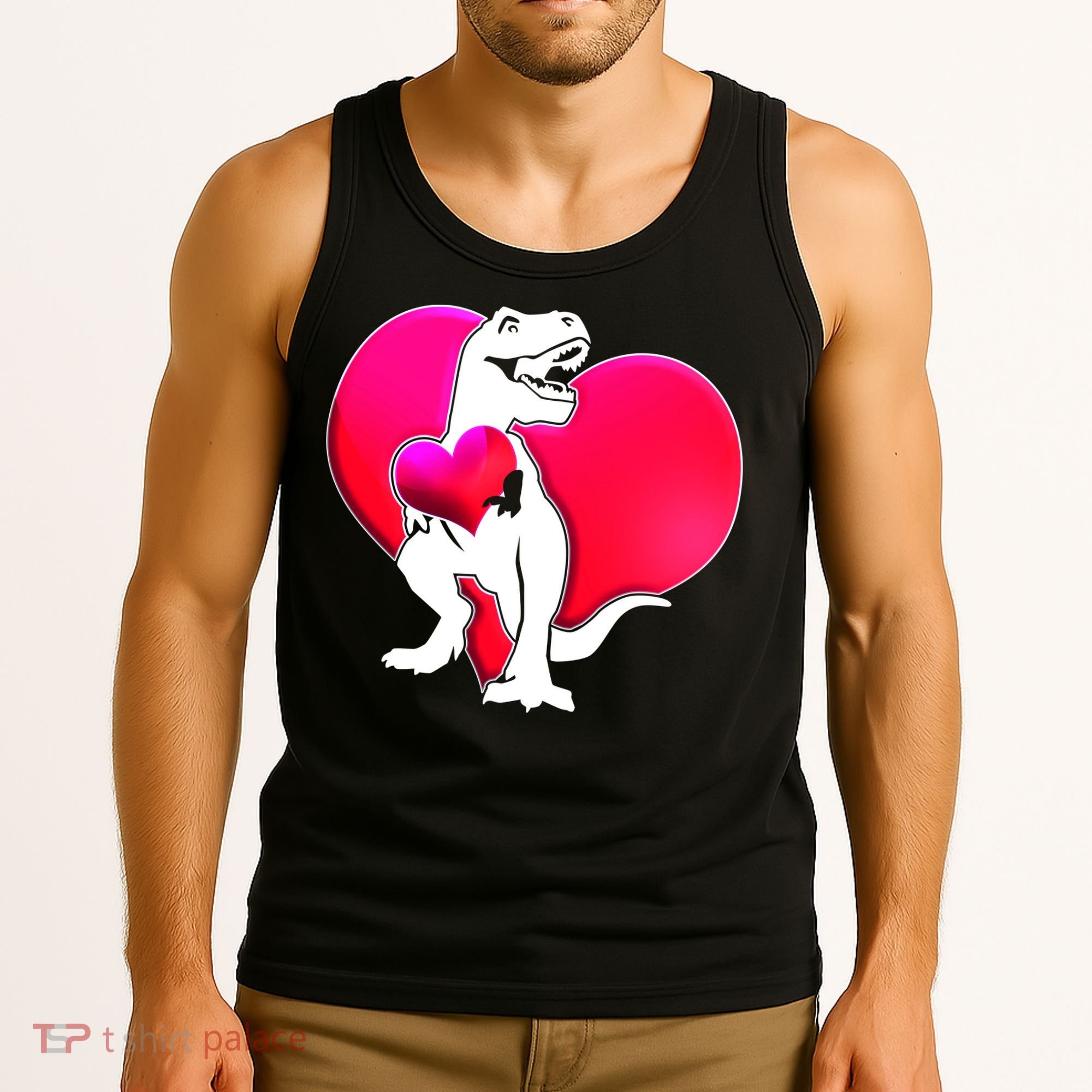 Tyrannosaurus Rex Valentine Heart Dinosaur  Tank Top