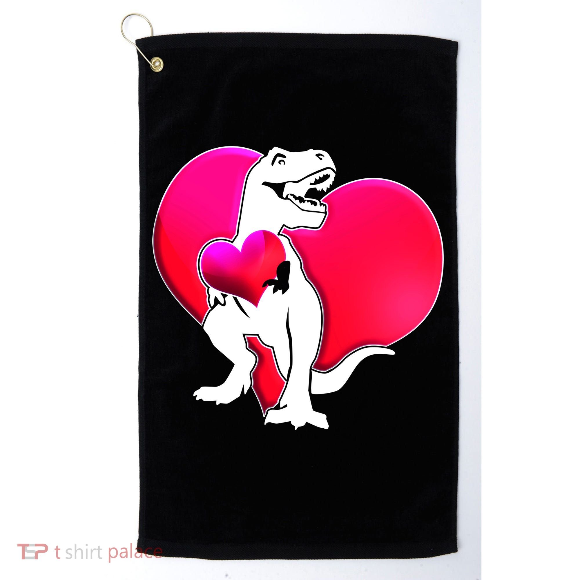 Tyrannosaurus Rex Valentine Heart Dinosaur  Golf Towel