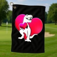 Tyrannosaurus Rex Valentine Heart Dinosaur  Golf Towel thumb 1