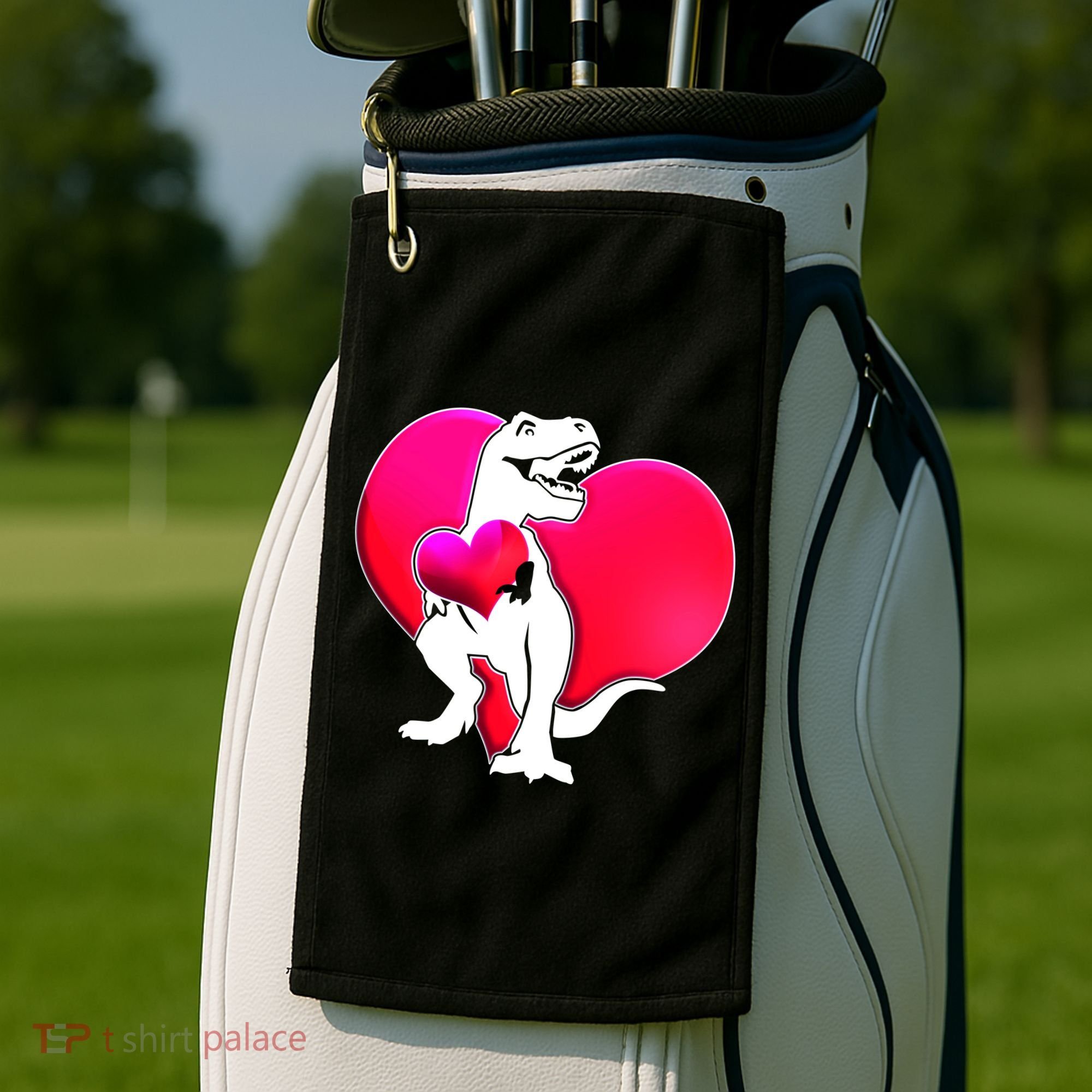 Tyrannosaurus Rex Valentine Heart Dinosaur  Golf Towel