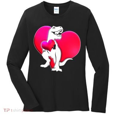 Tyrannosaurus Rex Valentine Heart Dinosaur  Women's Long Sleeve Shirt