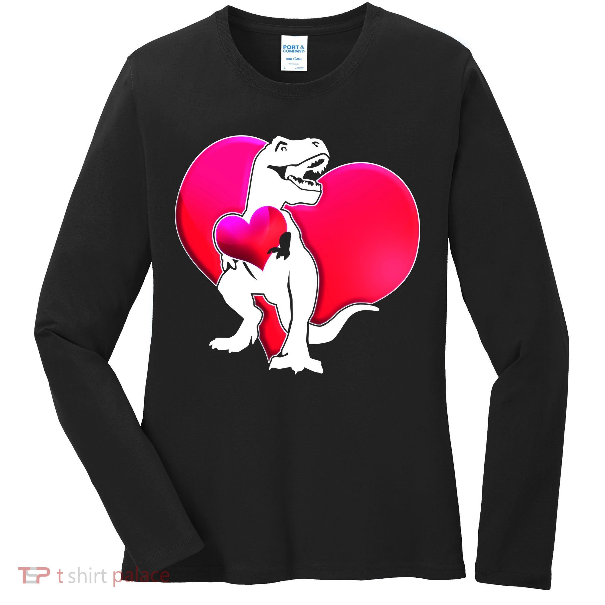 Tyrannosaurus Rex Valentine Heart Dinosaur  Women's Long Sleeve Shirt