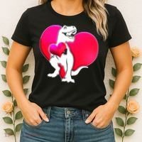 Tyrannosaurus Rex Valentine Heart Dinosaur  Women's T-Shirt thumb 2
