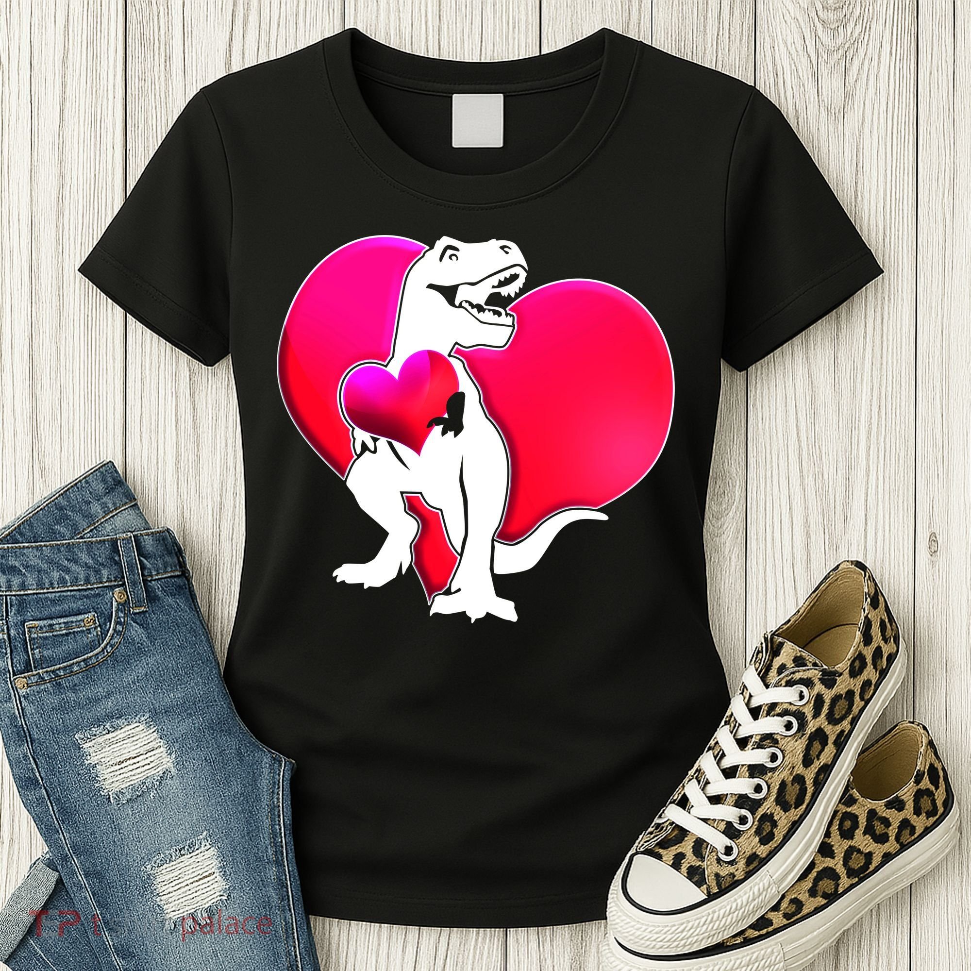 Tyrannosaurus Rex Valentine Heart Dinosaur  Women's T-Shirt