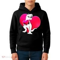 Tyrannosaurus Rex Valentine Heart Dinosaur  Kids Hoodie thumb 4