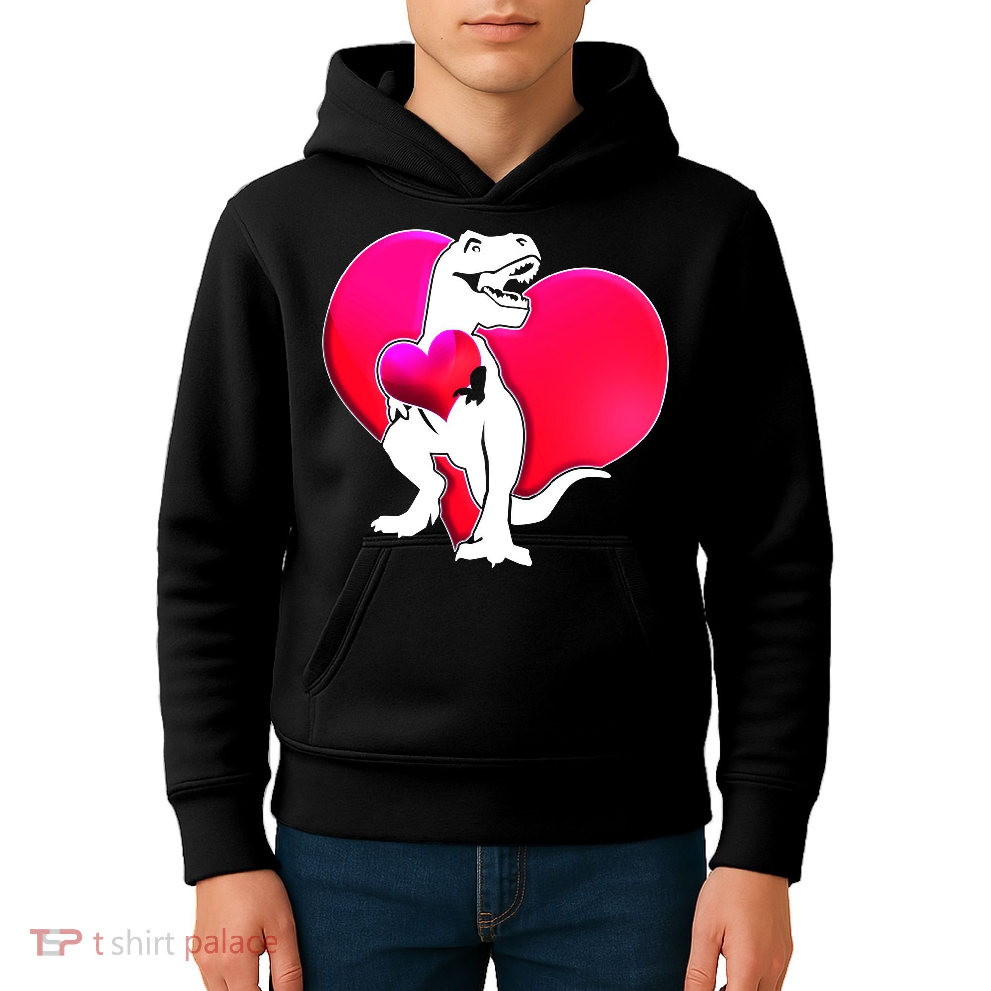 Tyrannosaurus Rex Valentine Heart Dinosaur  Kids Hoodie