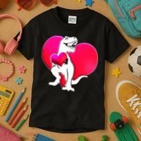Tyrannosaurus Rex Valentine Heart Dinosaur  Kids T-Shirt thumb 3