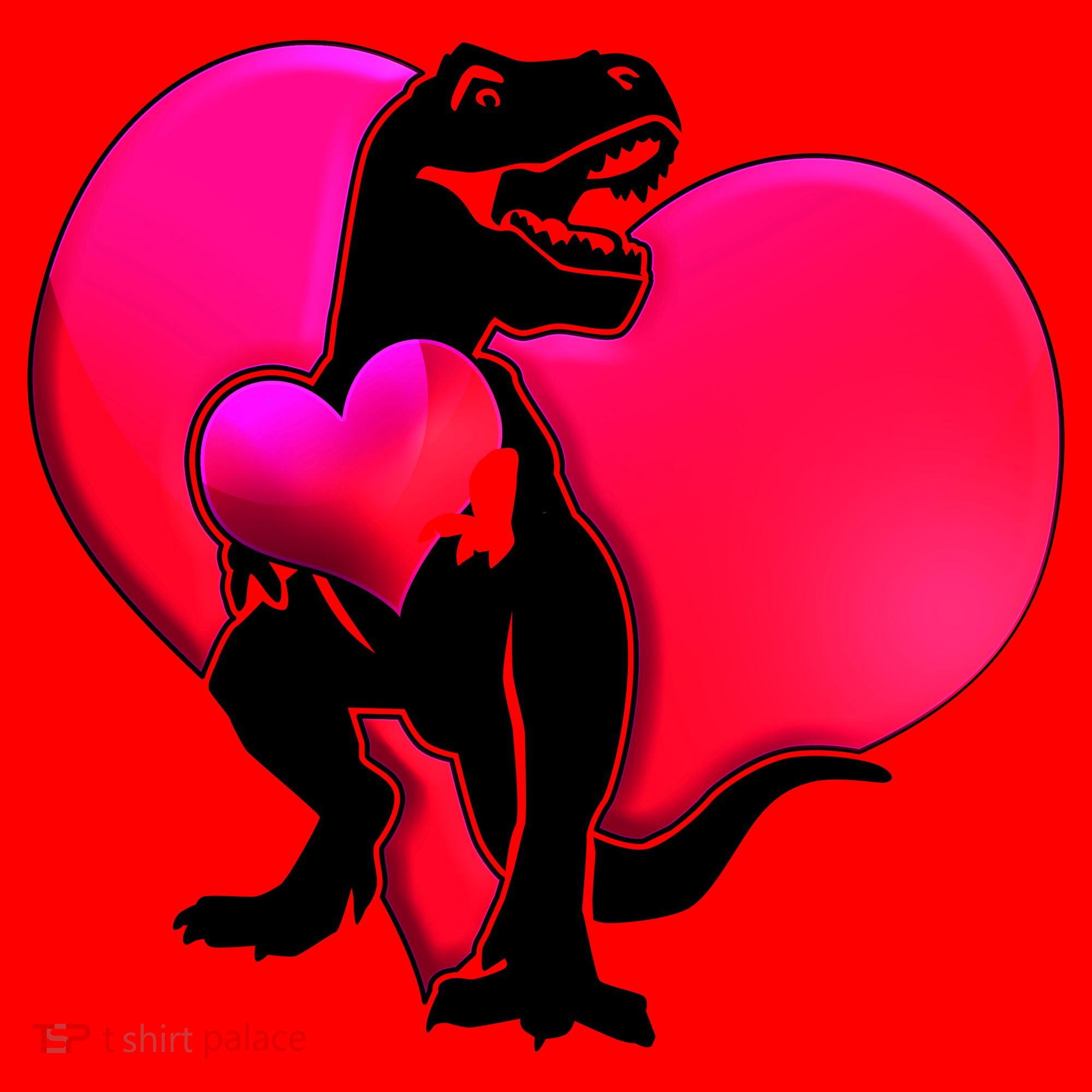 Tyrannosaurus Rex Valentine Heart Dinosaur  Santa Hat