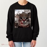 Thousand Yard Stare Funny Soldier Cat Meme In Battlefield Women's Sweatshirt thumb 0