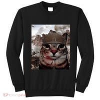 Thousand Yard Stare Funny Soldier Cat Meme In Battlefield Sweatshirt thumb 0