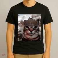 Thousand Yard Stare Funny Soldier Cat Meme In Battlefield T-Shirt thumb 3