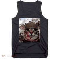 Thousand Yard Stare Funny Soldier Cat Meme In Battlefield Tank Top thumb 0