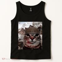 Thousand Yard Stare Funny Soldier Cat Meme In Battlefield Tank Top thumb 2