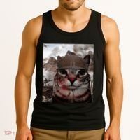 Thousand Yard Stare Funny Soldier Cat Meme In Battlefield Tank Top thumb 3