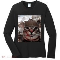 Thousand Yard Stare Funny Soldier Cat Meme In Battlefield Women's Long Sleeve Shirt thumb 0