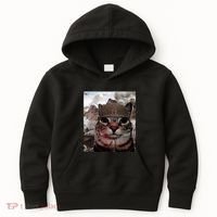Thousand Yard Stare Funny Soldier Cat Meme In Battlefield Kids Hoodie thumb 0