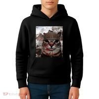 Thousand Yard Stare Funny Soldier Cat Meme In Battlefield Kids Hoodie thumb 4