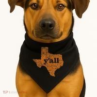 Texas Yall Texas State Map USA-Made Doggie Bandana thumb 1
