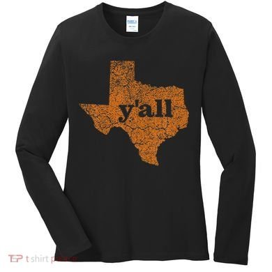 Texas Yall Texas State Map Women's Long Sleeve Shirt