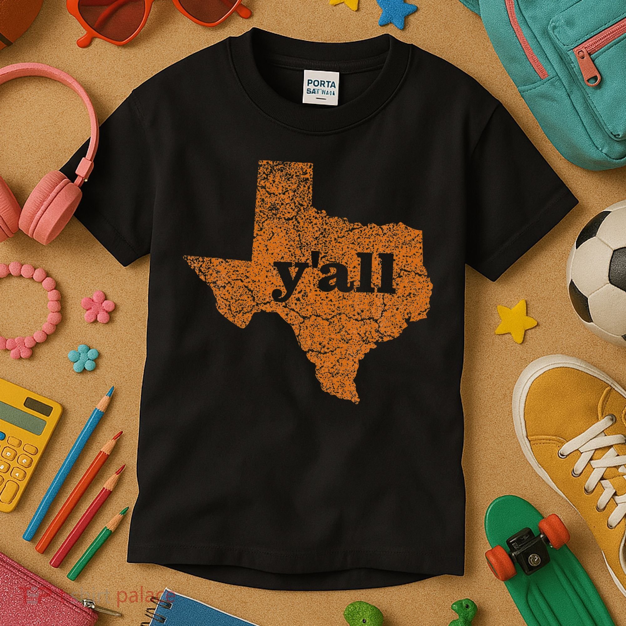 Texas Yall Texas State Map Kids T-Shirt