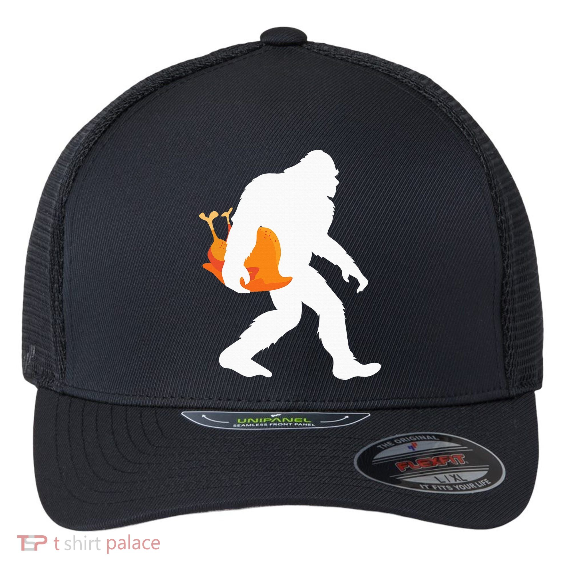 Thanksgiving Yeti Turkey  Funny Sasquatch Flexfit Unipanel Trucker Cap