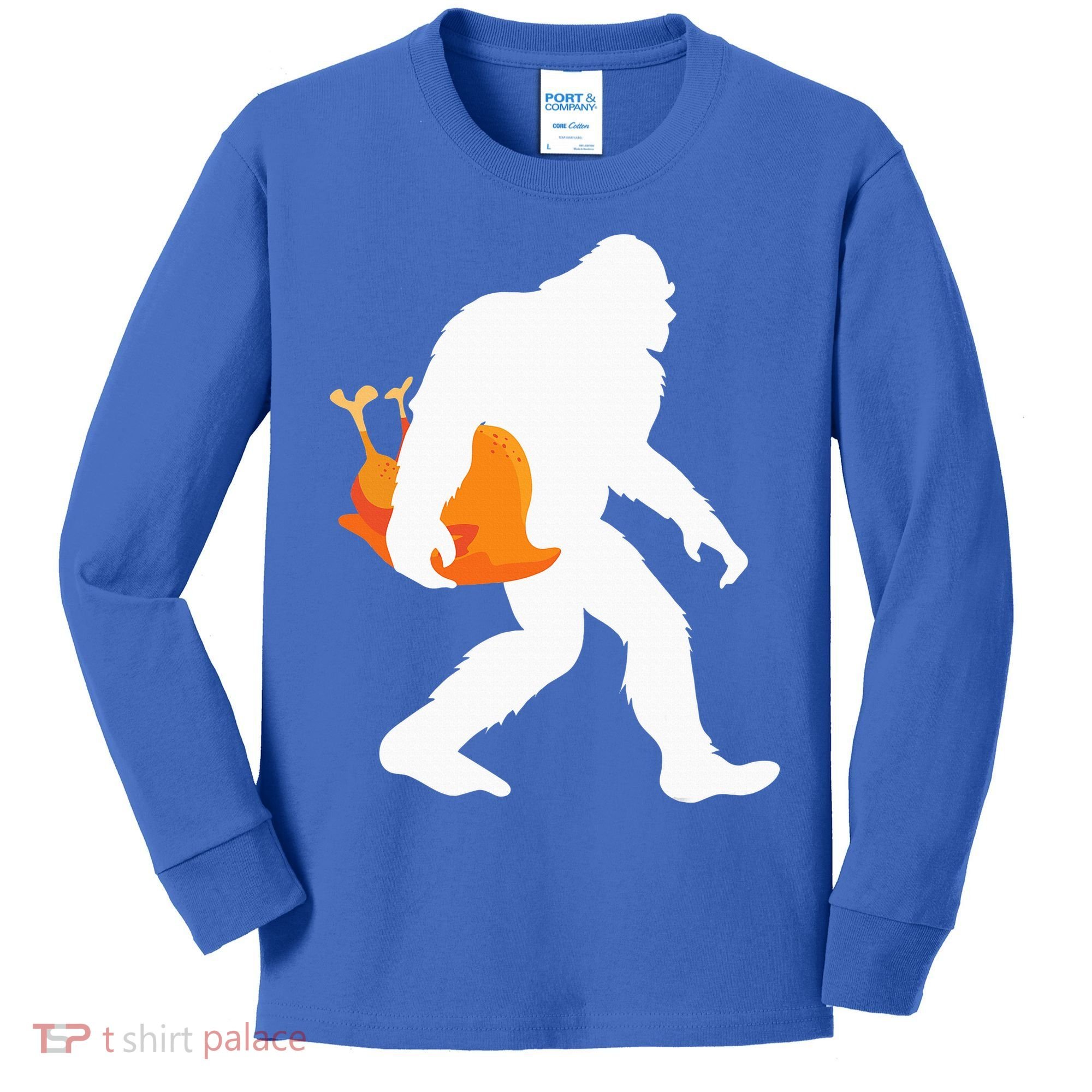 Thanksgiving Yeti Turkey  Funny Sasquatch Kids Long Sleeve Shirt