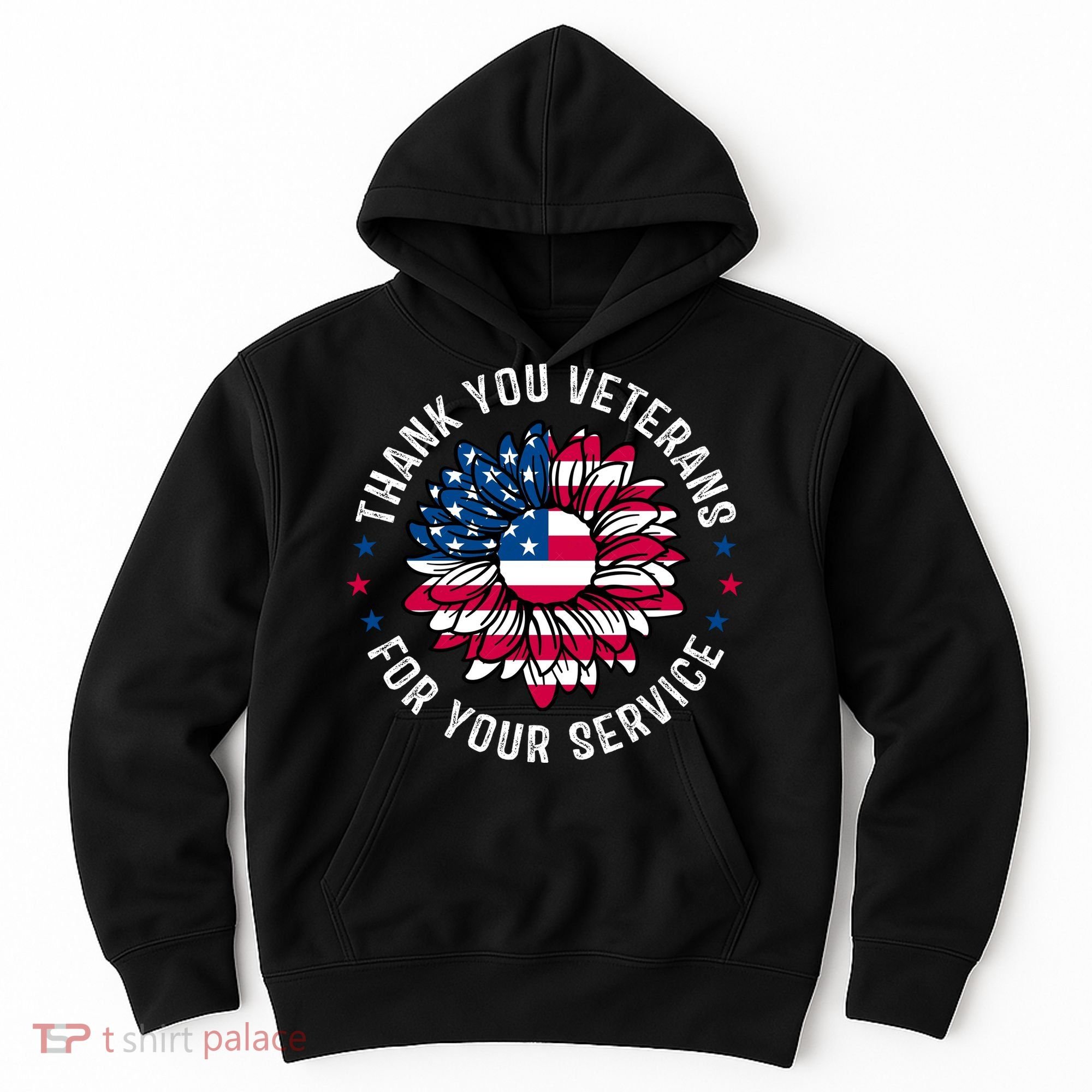 Thank You Veterans For You Service Usa Floral Hoodie